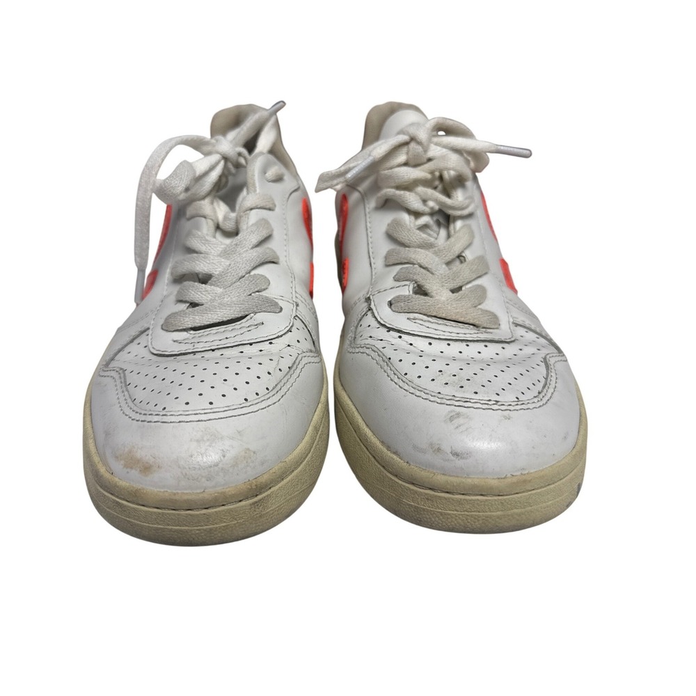 Veja V-10 Sneakers Women Size 8 White Orange Blue Minimalist Casual Sustainable - Picture 6 of 9